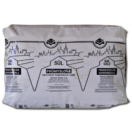 Sůl na posyp, technická průmyslová sůl na posypání chodníku 25 kg balená